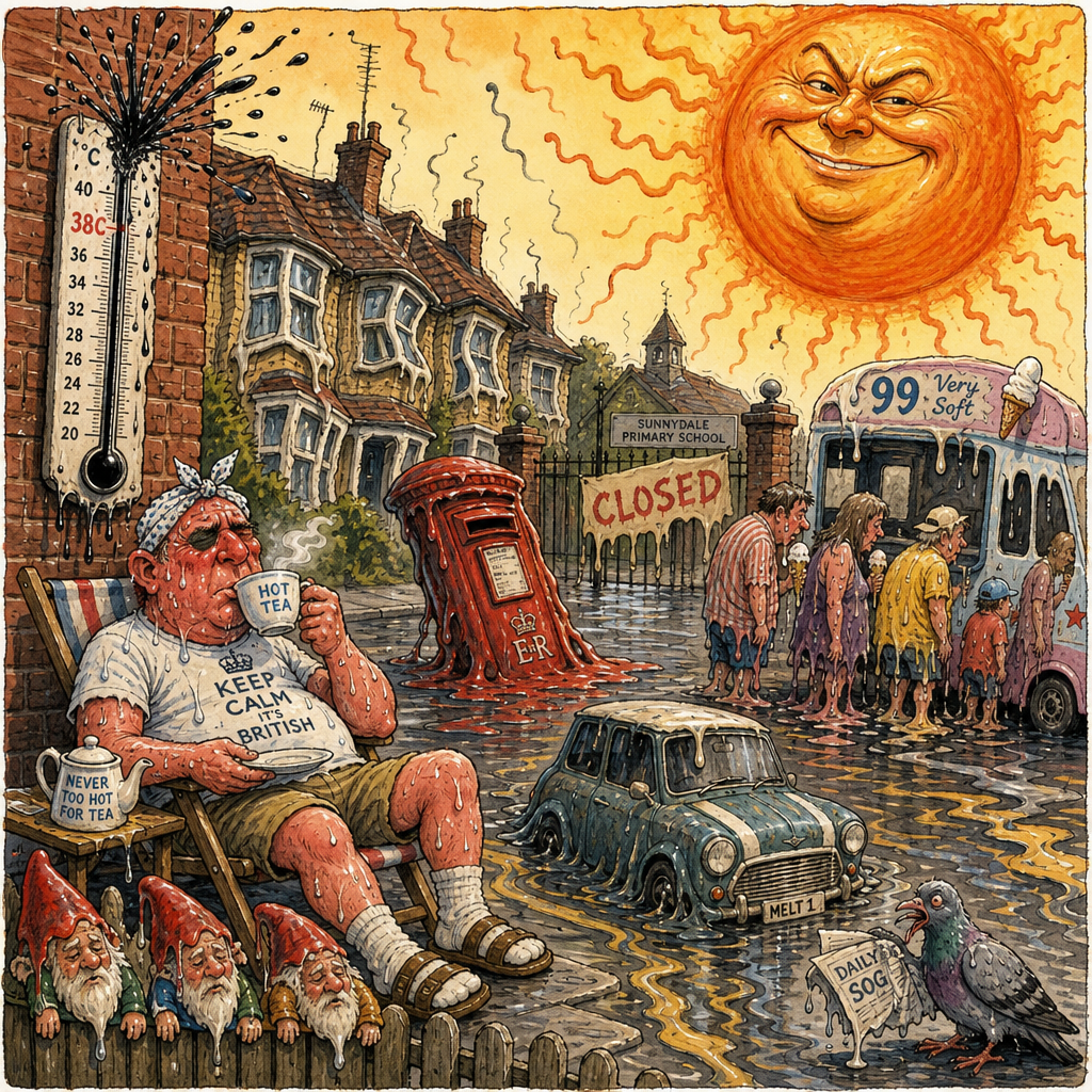 Political cartoon: Bit warm out, isn't it.