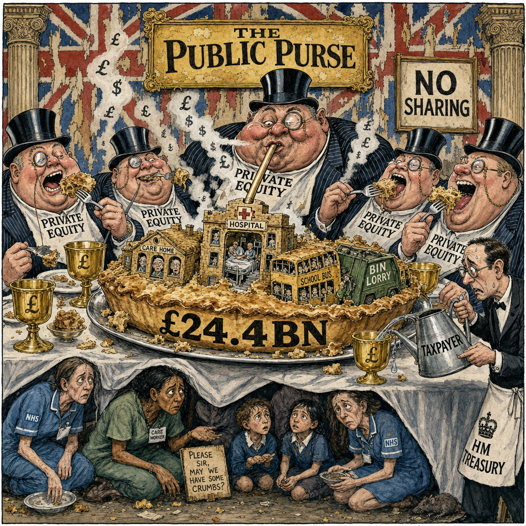 Political cartoon: Don't worry — they've assured us it'll all trickle down eventually.