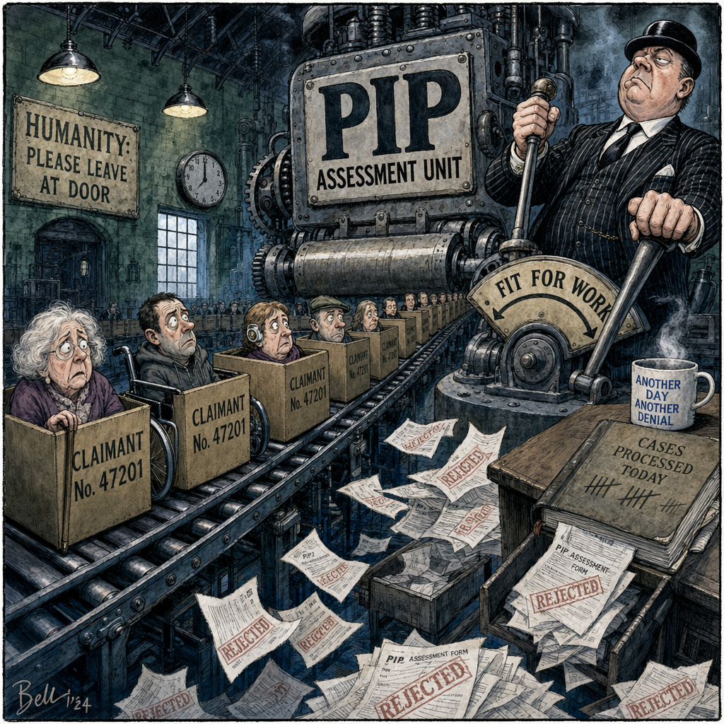 Political cartoon: Rest assured, every case is treated with the personal touch.