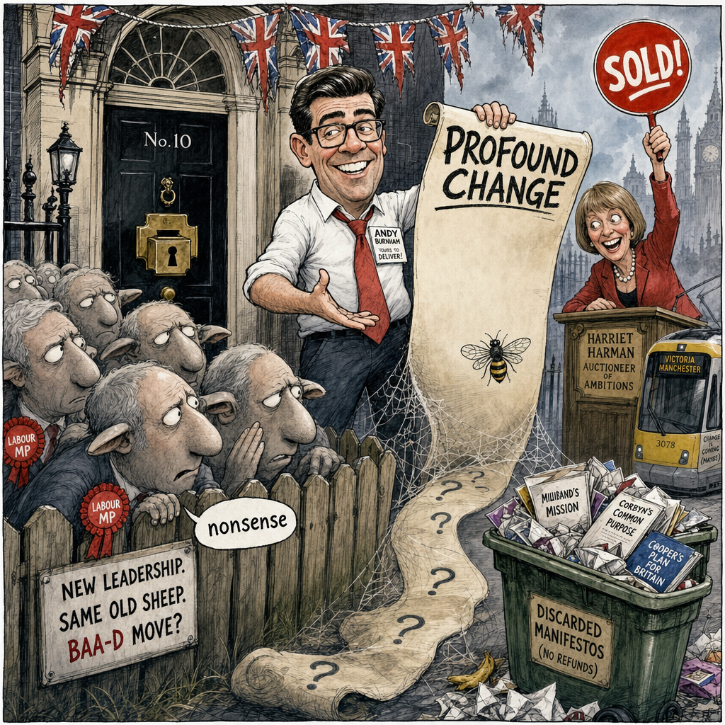 Political cartoon: It comes with a five-year guarantee, though nobody's quite sure of what.