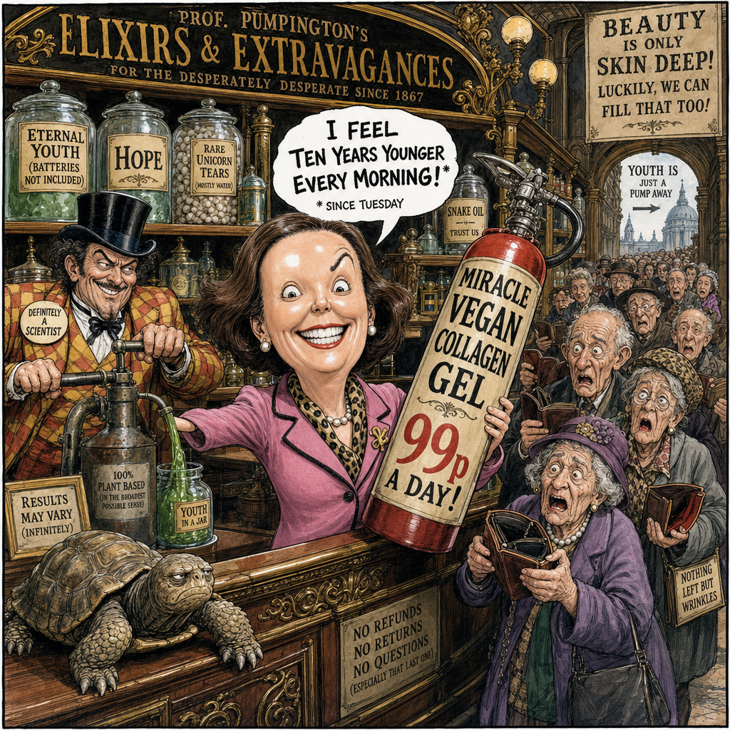 Political cartoon: Ten years younger, and only forty years of savings to go.
