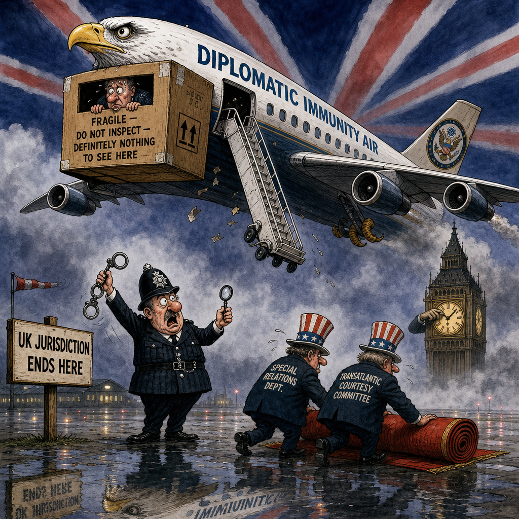 "He's helping us with our enquiries — from thirty thousand feet."