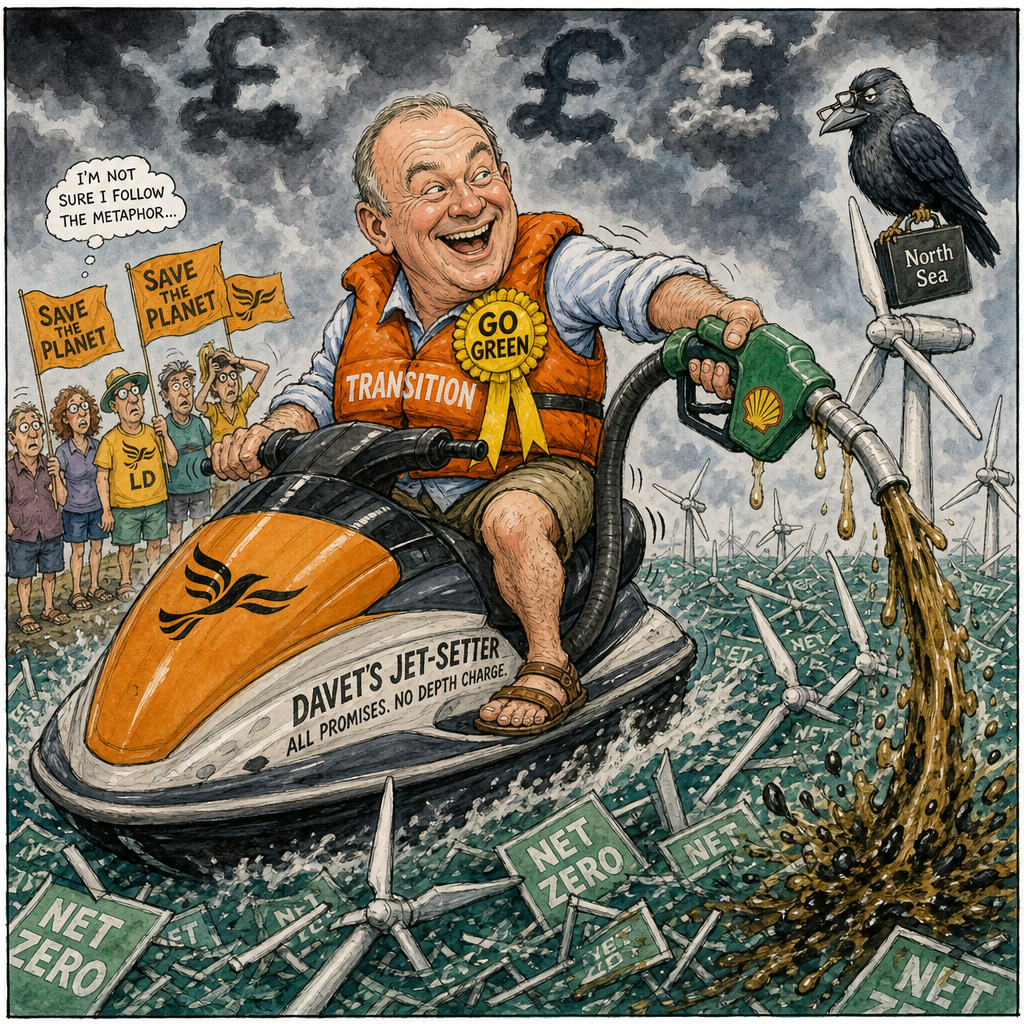 Political cartoon: It's perfectly consistent — I'm merely putting out the fire with a modest amount of accelerant.