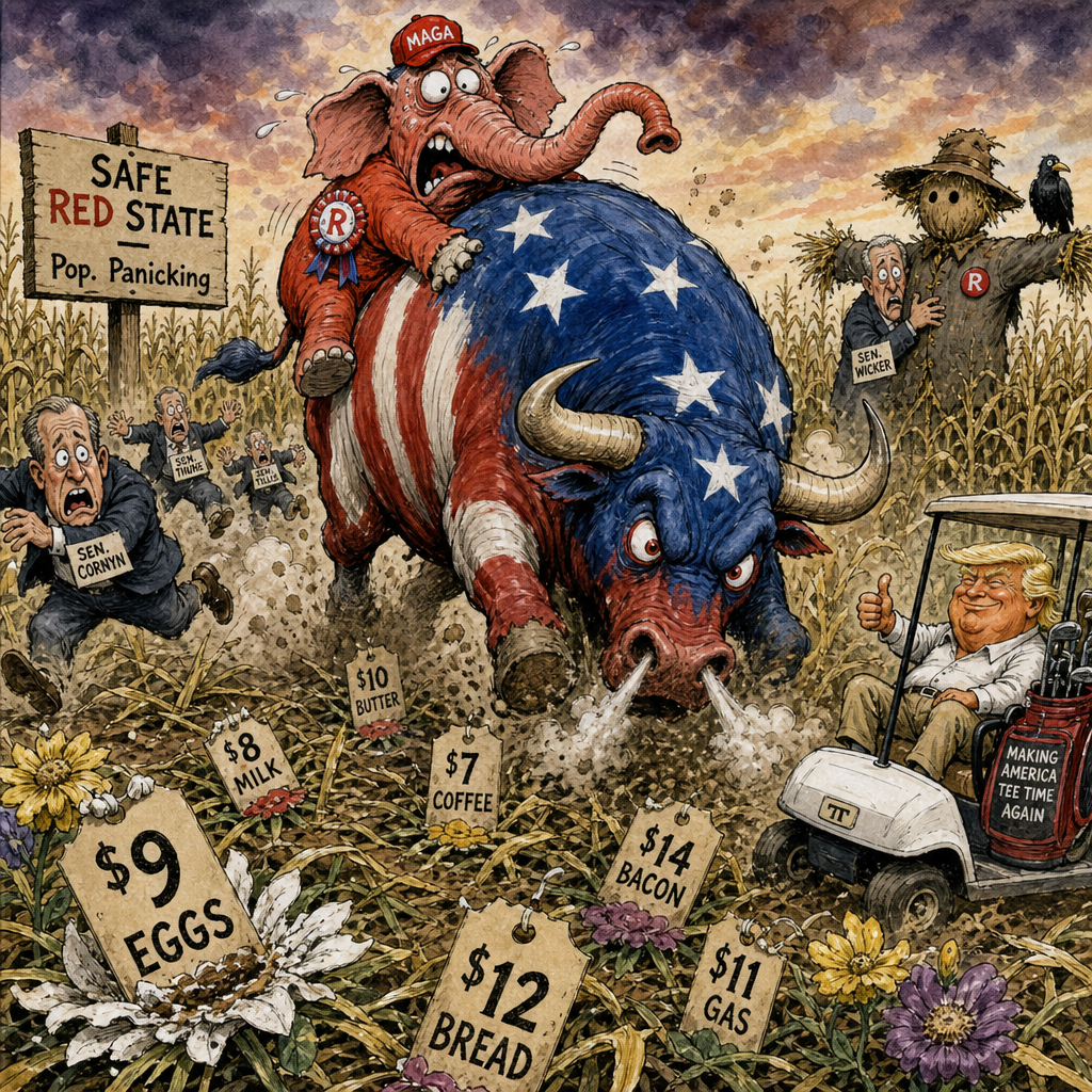 Political cartoon: They did say they wanted to grab the economy by the horns.
