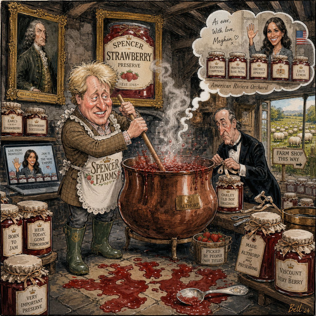 Political cartoon: The aristocracy discovers there's money in preserving one's dignity — by the jar.