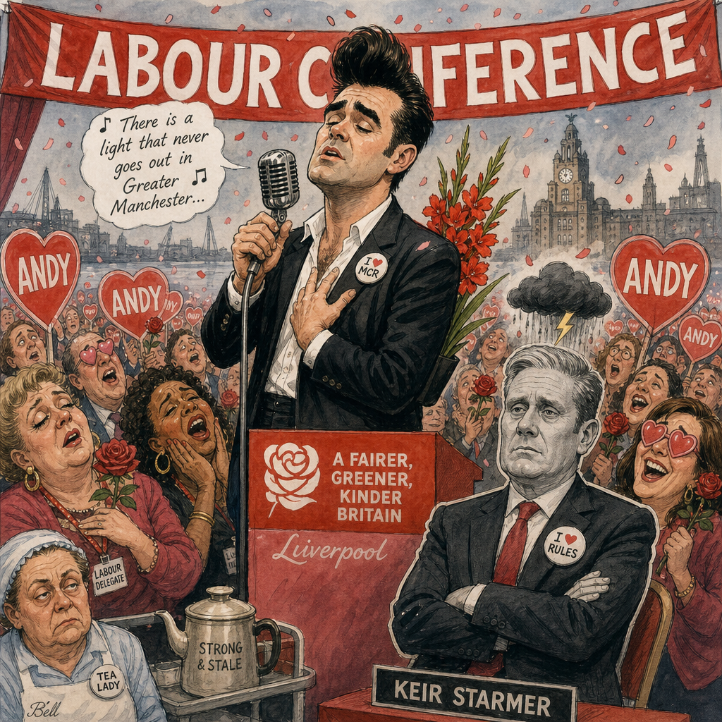 Political cartoon: "So please, please, please, let me get what I want... the leadership."