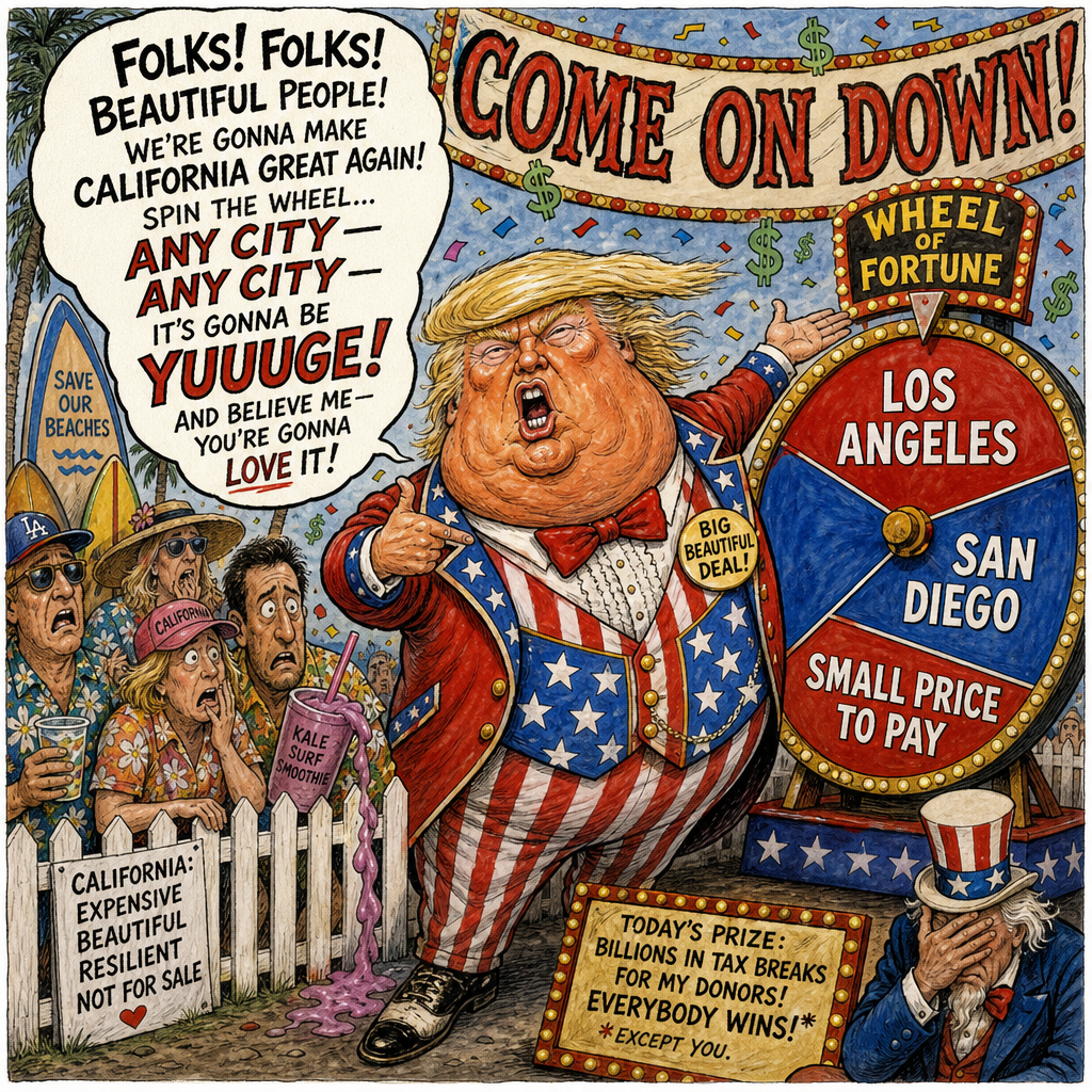 Political cartoon: Terms and conditions apply. Your home is at risk if you do not keep up repayments on the Commander-in-Chief.