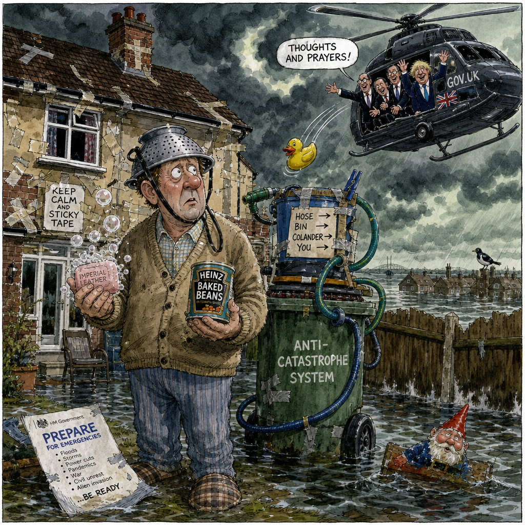 Political cartoon: Don't worry, the government has everything well in hand — specifically, your hands.
