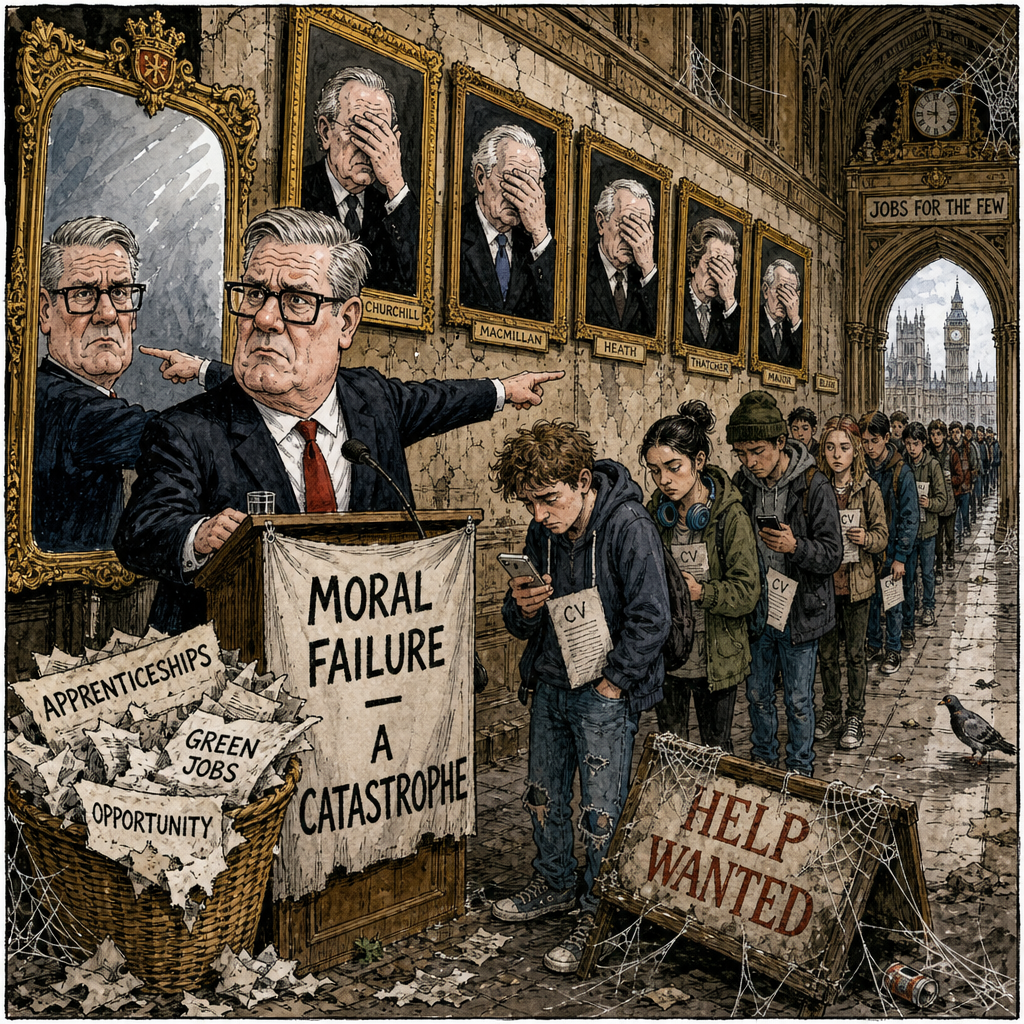 Political cartoon: He was absolutely right about the moral failure — he just couldn't quite place the face.